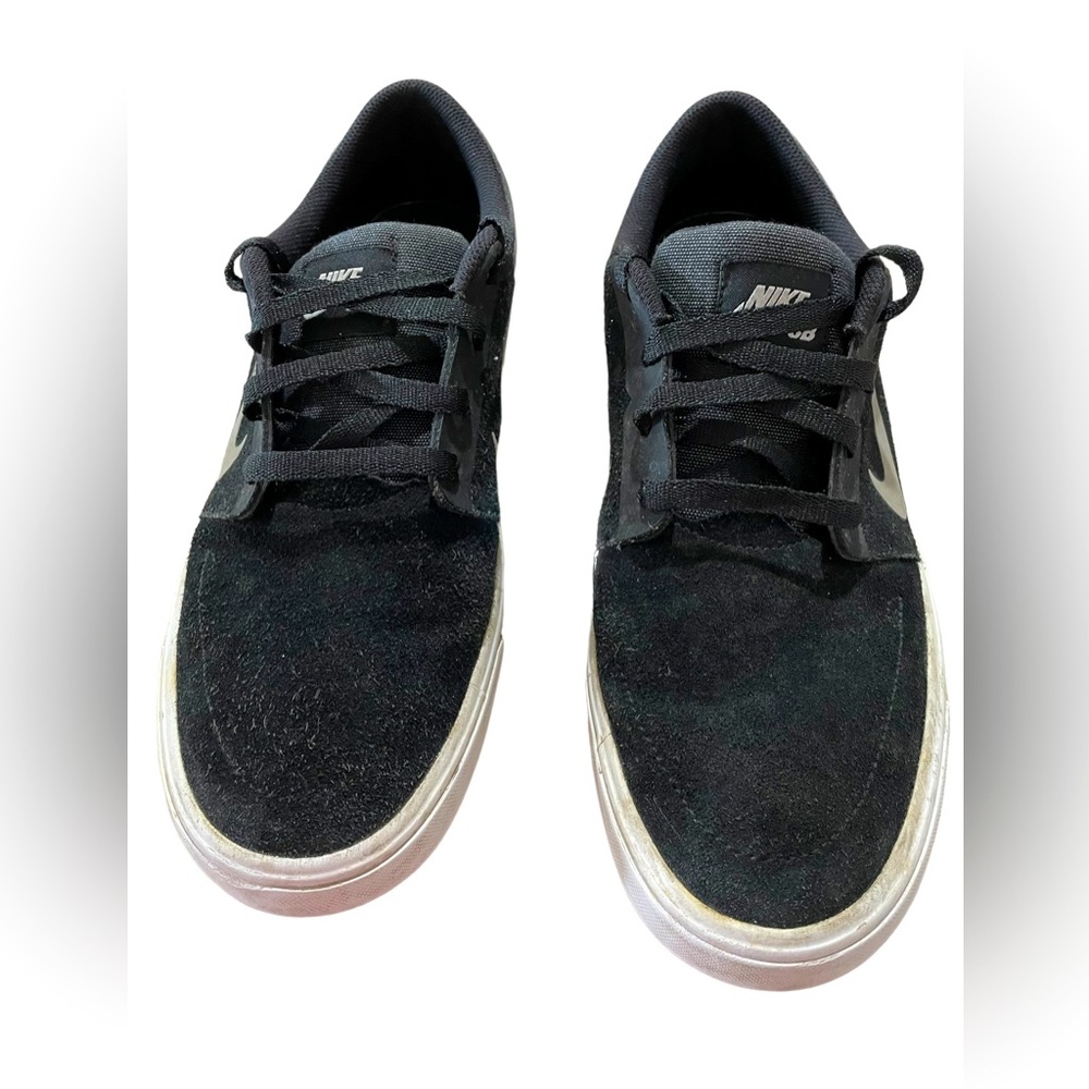 Nike SB Skateboard Portmore Black White Grey Men's Suede Sneakers - Size 9.5